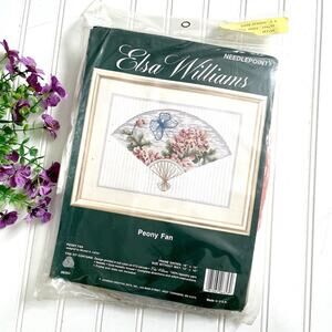 Vtg Elsa Williams Peony Fan Needlepoint Kit 06353 Michael LeClair NOS